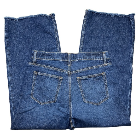 LOFT WOMEN’S HIGH WAIST WIDE LEG MEDIUM WASH RAW HEM CROP JEAN SZ 28/6 - Picture 3 of 7